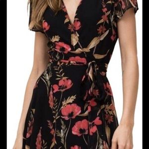 Yumi Kim black floral wrap dress